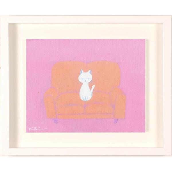 絵画インテリア 額付( 白 ) 油絵 F4-030419 猫と女の子 楽天市場】絵画 額入り 壁掛け F6 千春 しあわせのねこ 複製画 1