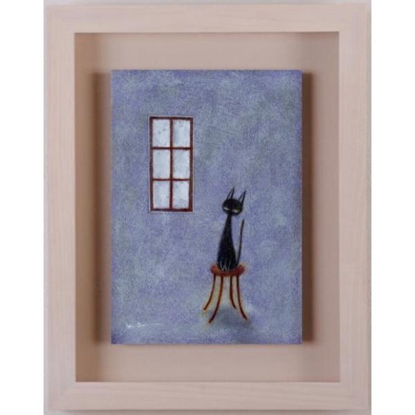 アクリル画 絵画 【黒猫のおなかのなか】額縁なし アクリル画 絵画