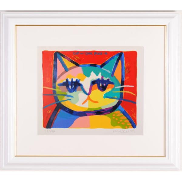 マイケル・ルー おすまし・レッド 猫 絵画 ポップアート シルク
