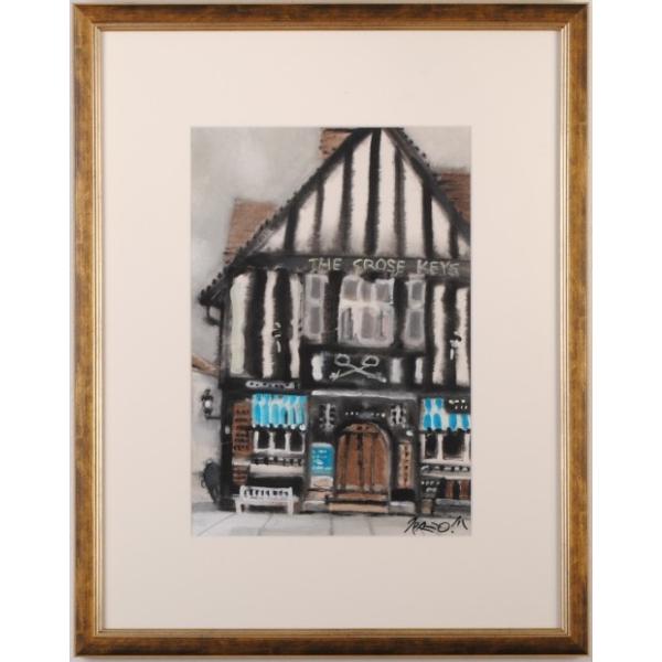 ロンドン 風景画 絵画 イギリス THE CROSS KEYS パブ 絵 水彩画 ロンドン 風景画 絵画 イギリス THE CROSS KEYS パブ 絵 水彩画