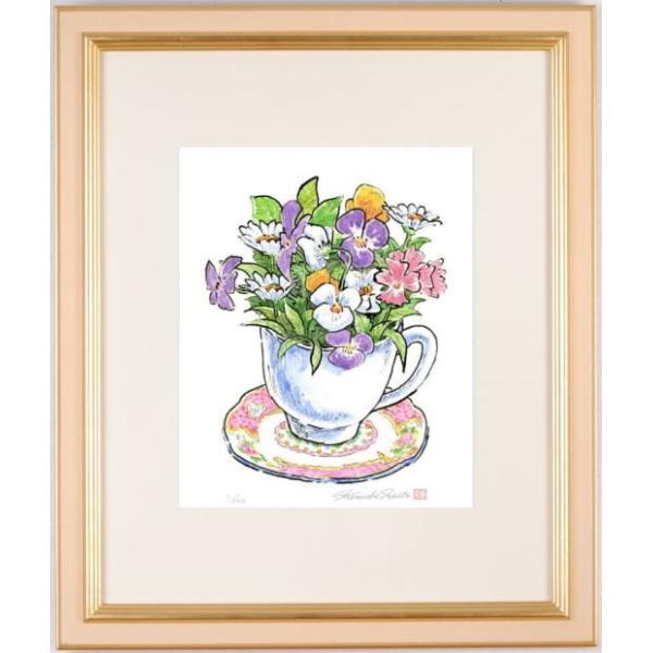 花 絵画 パンジー マーガレット 静物画 版画 ジークレー 内藤謙一