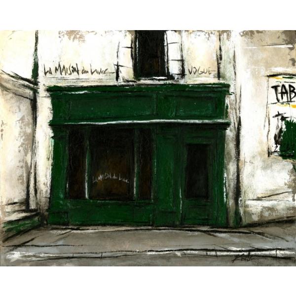 パリ 風景画 絵画 フランス 油絵 油彩画 中野克彦 「路地裏の本屋」 額