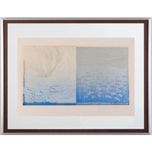 ◎額装 版画 白駒一樹 Floating 9　2/60　額約80×60 札幌市 豊平区 平岸 ◎額装 版画 白駒一樹 Floating 9 2/60 額約80×60 札幌市 豊平区 平岸