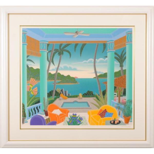 海 絵画 風景画 リゾート カリブ海 シルクスクリーン 版画 トーマス
