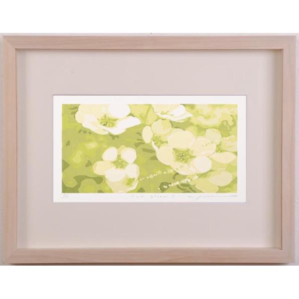 【美品】Harbage B-2-　吉村明子　シルクスクリーン版画 花 絵画 シルクスクリーン 版画 吉村明子 「Full Bloom 1」 額付き