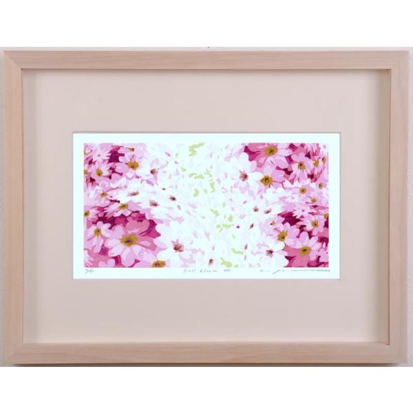 花 絵画 シルクスクリーン 版画 吉村明子 「Full bloom 7」 額付き