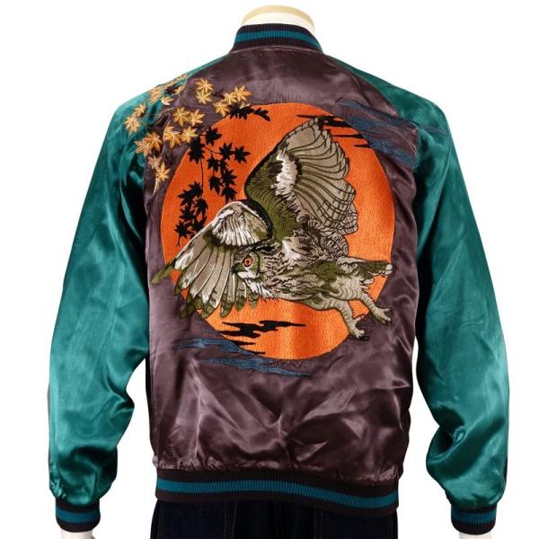 紅葉と梟 刺繍リバーシブルスカジャン 花旅楽団 SCRIPT メンズ