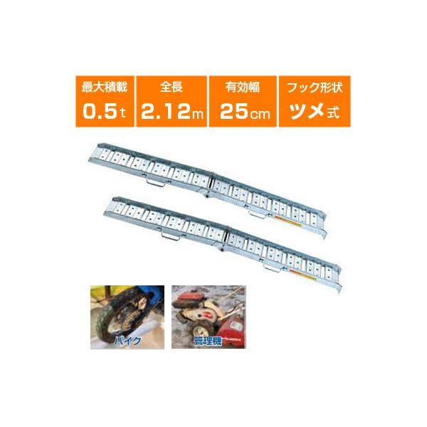 アルミブリッジ 0.5t 2.1m 2本セット 昭和ブリッジ BAW-210-25-0.5