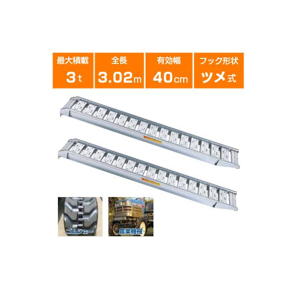 【SOLD OUT】昭和ブリッジ アルミブリッジ SBA 3m 3t 内巾40cm ツメ式 2本セット アルミブリッジ 3t 3m 2本セット 昭和ブリッジ SBA-300-40-3.0 ツメ式