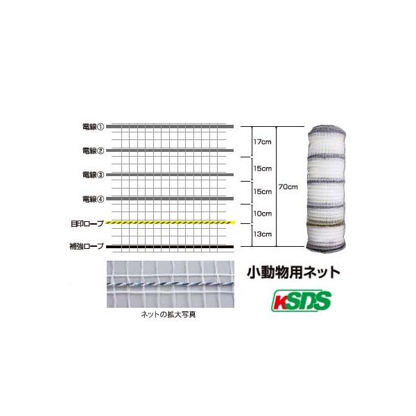 電気柵 資材 末松電子 小動物ネット （幅70cm X 50m巻）（色：白）（ハクビシン アライグマ...