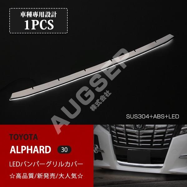 特価]アルファード 30系 前期 LEDバンパーグリルカバー ステンレス+ABS
