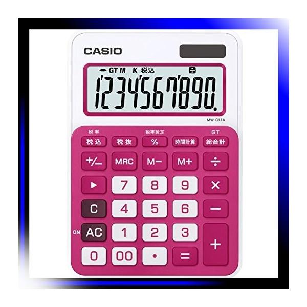 ルージュピンク カシオ カラフル電卓 ミニジャストタイプ 10桁 完全送料無料 M