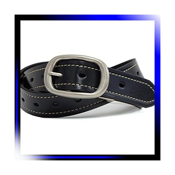 ブラック オシャレなシンプルステッチ牛革ベルト メンズ レディ 送料0円