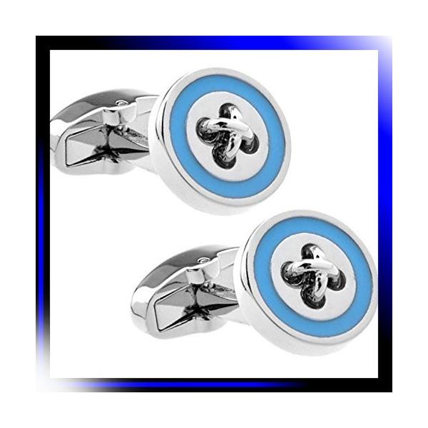 ライトブルー ライン ボタン カフス カフスボタン カフリンクス Pindo Com Py