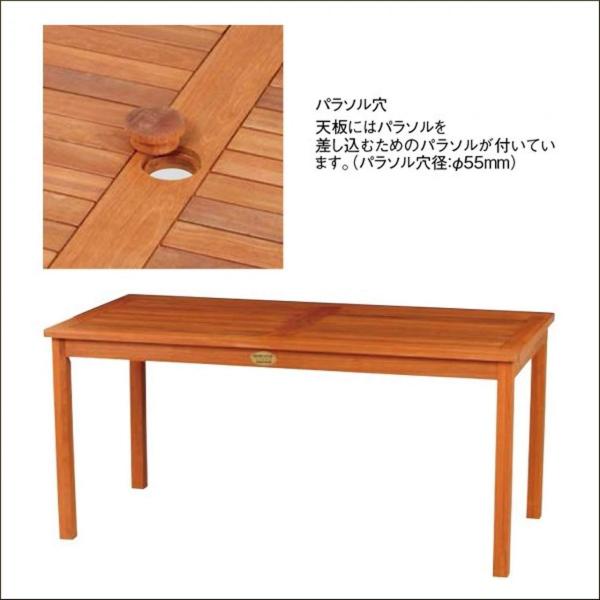 ガーデンテーブル 屋外 木製 6人 160 パラソル穴 付き イエローバラウ 天然木 アウトドア 1142000269AHEARTヤフー