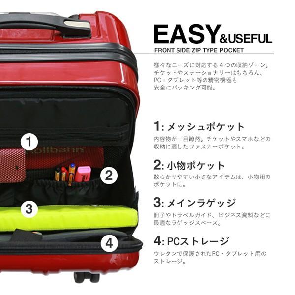 スーツケース フロントポケット ビジネスキャリーケース TSA搭載 8輪