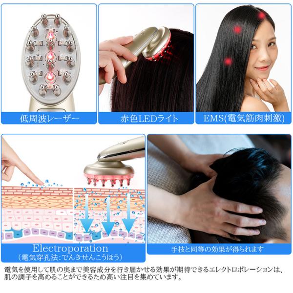 電動頭皮ブラシ 頭皮マッサージャー 育毛 Rf温熱 Ems 赤外線led搭載 光エステ 薄毛対策 脱毛防止 育毛ヘアブラシ 男女兼用 ヘッドケアjgmfzss 一撃shop 通販 Paypayモール