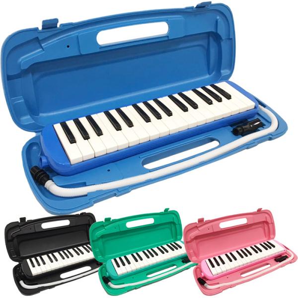 スタンダードな32鍵盤の鍵盤ハーモニカです。卓奏用のホース、立奏用のマウスピース付属。収納や持ち運びに便利なケース付きです。【商品詳細】サイズ(約)　本体のみ：幅42×奥行き10.5×高さ5cm　ケース：幅47×奥行18×高さ6cmホースの...