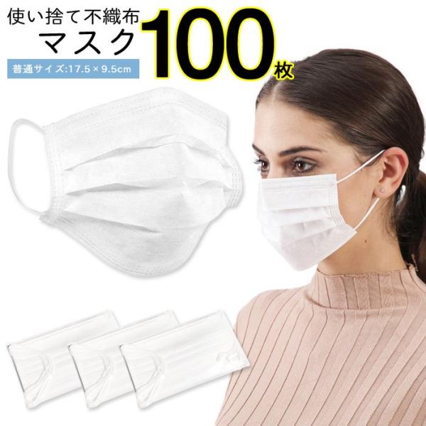 マスク 不織布 100枚 50枚入り×2 三層構造 ウィルス 不織布マスク###マスクRMSK100枚◆###