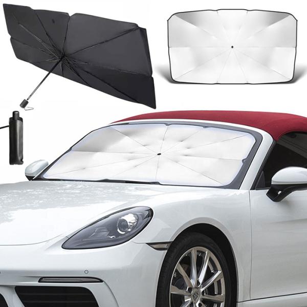 汎用 サンシェード 車 フロント 傘 折り畳み 折りたたみ 傘式 カーフロント 日除け 日よけ 紫外線対策 遮光 遮熱 UVカット コンパクト ###車用傘QC