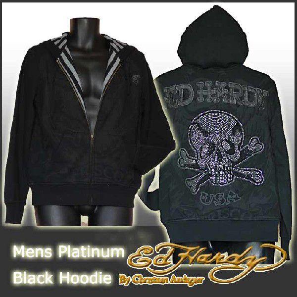 Ed Hardy エドハーディー フードパーカー メンズ スカル/黒