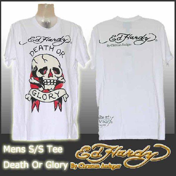 【半袖Tシャツ ドクロ/白】エドハーディー5035 A0CBAAMD Ed Hardy エドハーディー Tシャツ メンズ 半袖 ドクロ/ホワイト