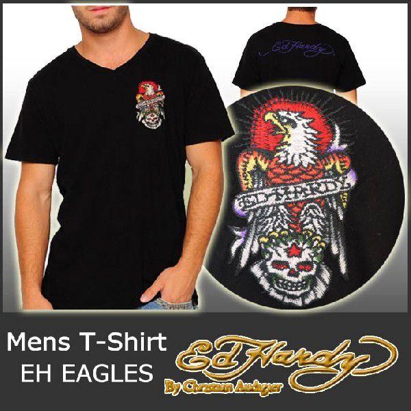 Ed Hardy エドハーディー Tシャツ メンズ 半袖 Vネック 鷹