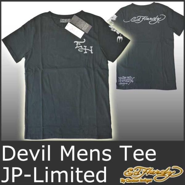 Ed Hardy エドハーディー Tシャツ メンズ 悪魔デビル 半袖 黒