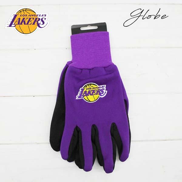 レイカーズ グローブ 手袋 NBA LOS ANGELES LAKERS ロサンゼルス 滑り止め付手袋 おしゃれ 滑り止め 手袋 冬 防寒 ロゴ 刺繍 バイク ローライダー アメリカ 雑貨