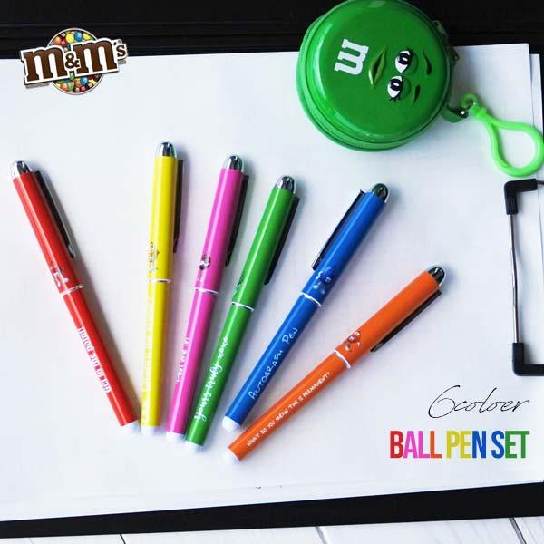 m&m's ボールペン 6本セット エムアンドエムズ 黒インク 文房具 筆記