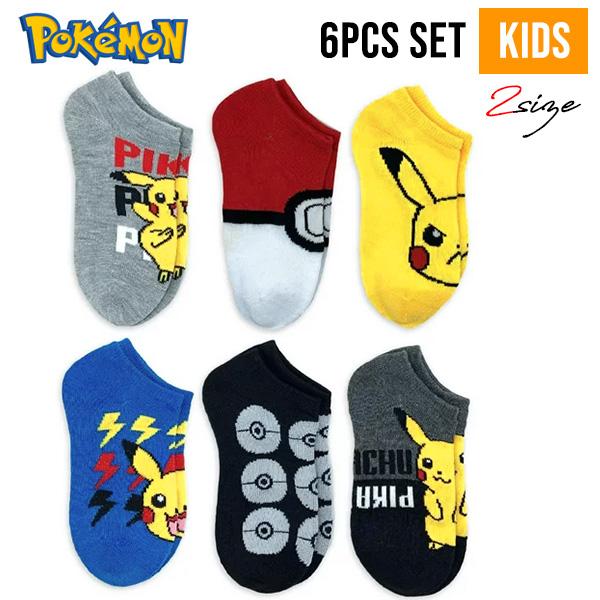ポケモン 靴下 2サイズ 幼児 キッズ くるぶし丈 6足組 9-10cm 13-15cm