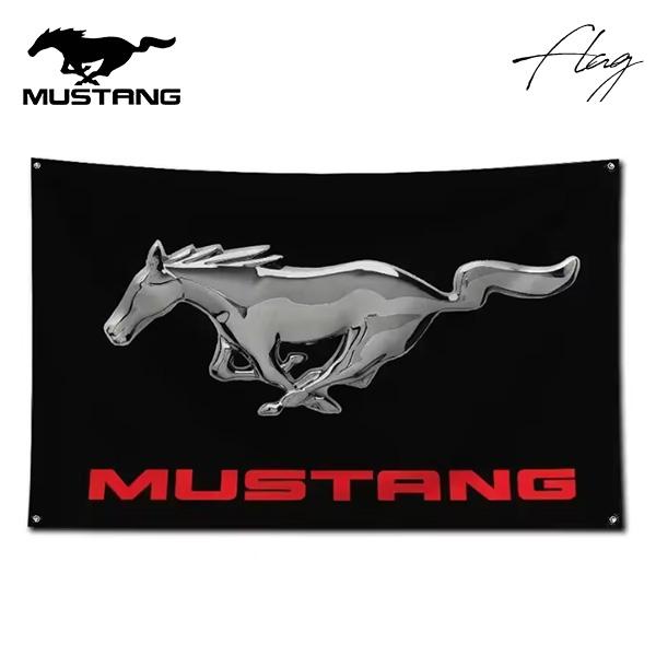 マスタング バナー ロゴ MUSTANG フラッグ ブラック 壁掛け インテリア