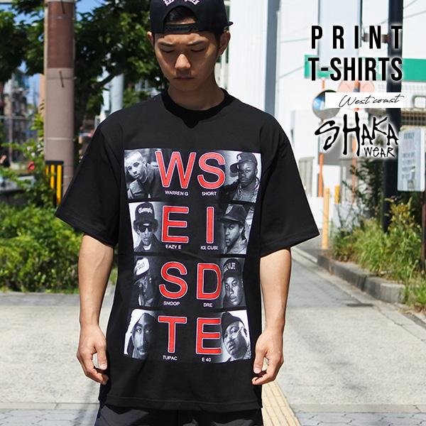 WeSC ウィーエスシー 総柄 ストリート Tシャツ SHAKA Tシャツ 半袖 メンズ ブラック WEAR シャカ West coast ウエスト
