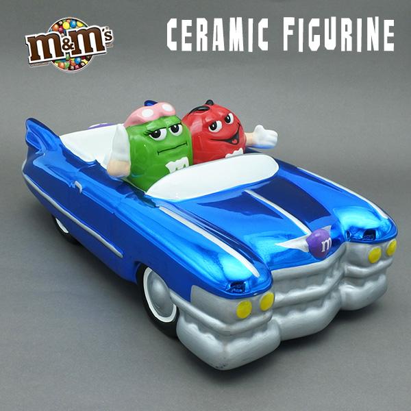 USED品 m&m's チョコレート お皿 陶器 メタリック ブルー レッド