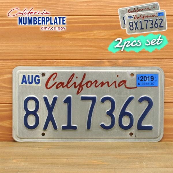 値下げ！ カリフォルニア州 ② 前後セット ナンバープレート ライセンスプレート USED品 アメリカ USED ナンバープレート 2枚セット 8X17362