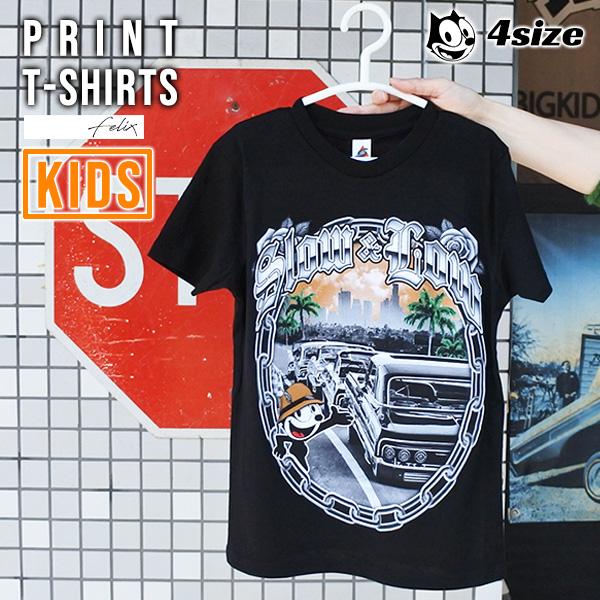 キッズ Tシャツ 半袖 ブラック Lowrider ローライダー FELIX THE キッズ Tシャツ 半袖 ブラック Lowrider ローライダー FELIX THE