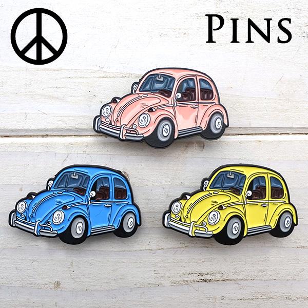 フォルクスワーゲン ピンバッジ 全3色 Volkswargen VW ビートル beetle ピンク ブルー イエロー おしゃれ かわいい シンプル プレゼント PINS ハットピン バッチ