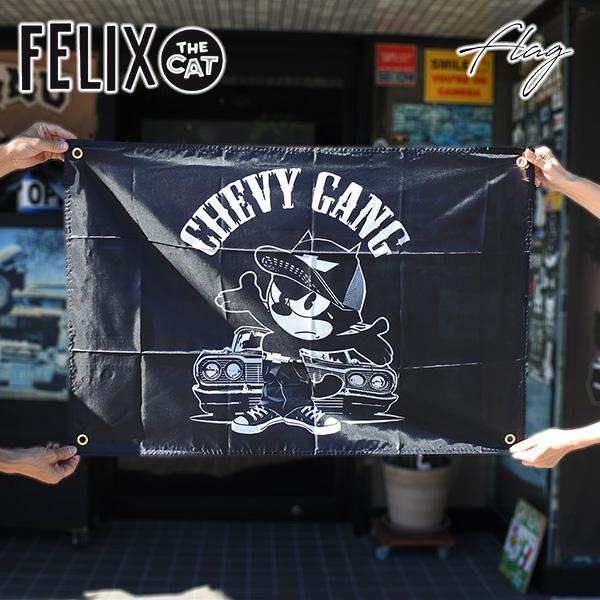 FELIX CHEVY GANGの大きめのフラッグです。お部屋の壁に飾っても、目隠しに使ってもおしゃれ！小さめサイズなので使い勝手もいいですよ。■サイズ　縦：約60cm 横：約90cm■カラー：ブラック※この商品は輸入品の為、糸のほつれや目...