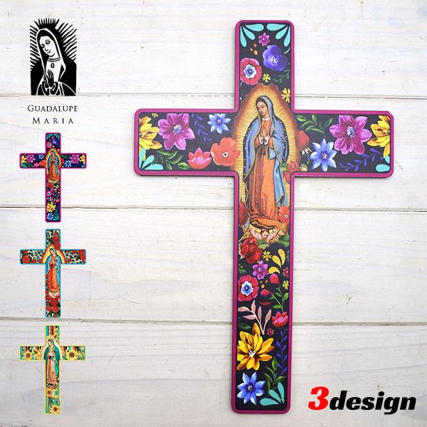 メキシコの聖母グアダルーペマリアの木製壁掛け飾りです。クロスの中に鮮やかに描かれたマリア様がとっても美しい！ウッド素材なので軽く、壁掛けに最適です。■サイズ　縦：約30.5cm　横：約20.0cm　厚み：約0.4cm■カラー　01ピンク/0...