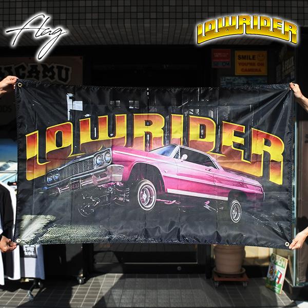ローライダー バナー Lサイズ ブラック 旗 フラッグ タペストリー