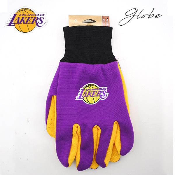 レイカーズ グローブ滑り止め付手袋 刺繍 NBA LOS ANGELES LAKERS ロサンゼルス おしゃれ 滑り止め 手袋 冬 防寒 ロゴ 刺繍 パープル イエロ― アメリカ 雑貨