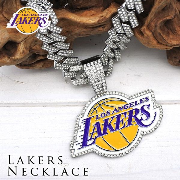 レイカーズ ネックレス ロゴ NBA LAKERS ロサンゼルス ペンダント シルバー チェーン おしゃれ メンズ ジュエリー ブリンブリン ミラー ハンギング プレゼント