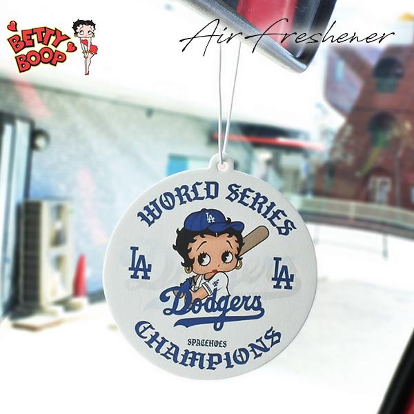 ベティブープ エアフレッシュナー 芳香剤 LA DODGERS ロサンゼルス ドジャース グッズ ロゴ ホワイト BETTY BOOP ベティちゃん キャラクター ハンギング
