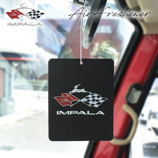 シボレー インパラ エアフレッシュナー CHEVROLET IMPALA ロゴ チェッカーフラッグ ブラックアイス 吊り下げ ハンギング カーアクセサリー ローライダー アメ車