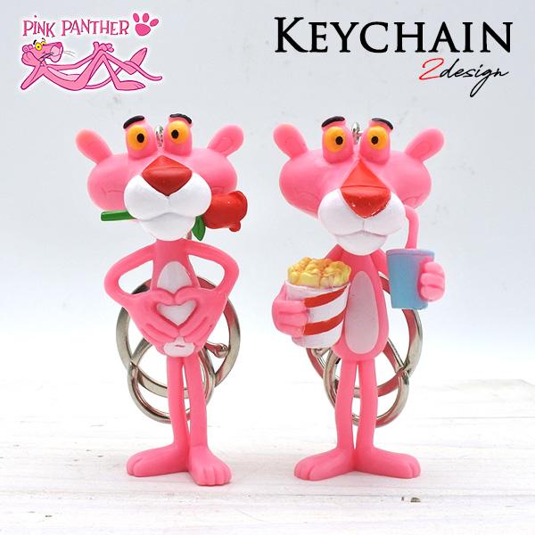 ピンクパンサー フィギュア キーホルダー 全2種類 Pink Panther ピンク キャラクター フィギュア キーリング キーチェーン 薔薇 ポップコーン 映画 大きめ