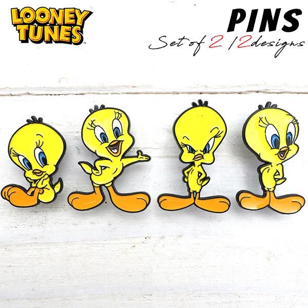 トゥイーティー ピンバッジ 2個セット 全2種類 ブローチ バッジ ピンズ PINS TWEETY おしゃれ かわいい 小さめ キャラクター ルーニーテューンズ Looney Tunes