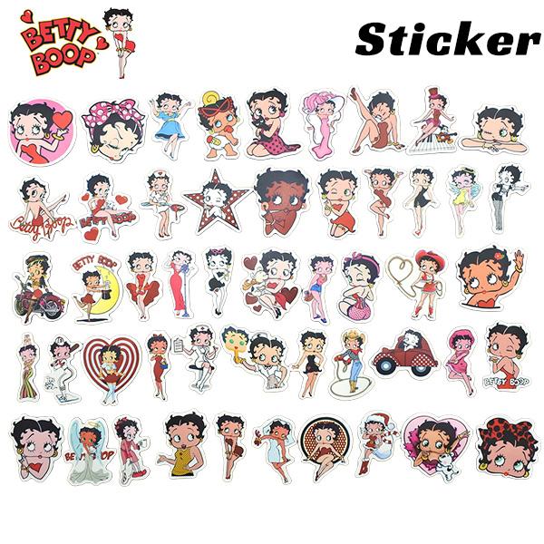 ベティブープ ステッカー セット 50枚 BETTY BOOP ベティ ブープ シール ビニール ベティーちゃん ベティちゃん キャラクター スマホ パソコン シール かわいい