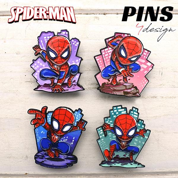 スパイダーマン ピンバッジ 全4種類 MARVEL SPIDERMAN ブローチ バッジ