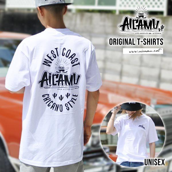 Tシャツ AICAMU オリジナル メンズ レディース 半袖 ホワイト プロクラブ 大人サイズ 男女兼用 アイカム 白 アメリカ製  ローライダー チカーノ アメリカ 雑貨