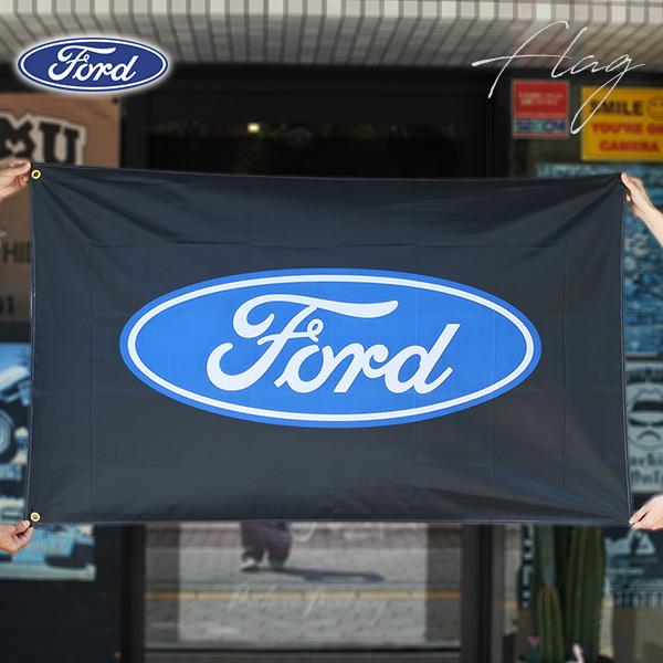 フォード フラッグ ロゴ FORD バナー ブラック ブルー 壁掛け